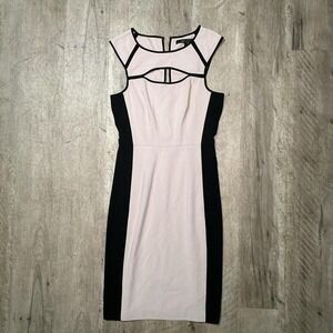 BCBGMaxAzria Colorblock Dress Cutout Back Size 2 Black Pink Going Out